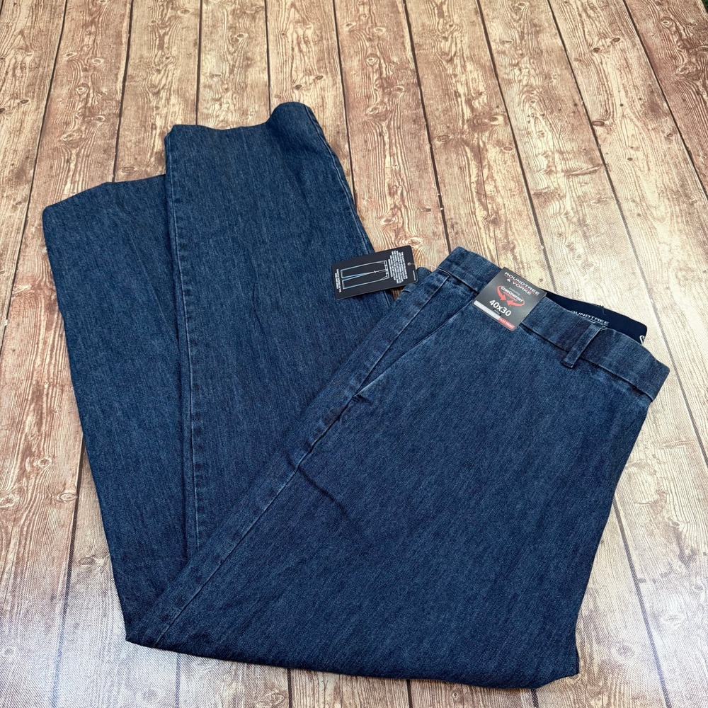 Roundtree & Yorke Stewart Classic Fit Pants Mens 40x30 Blue CoreComfort Flat NWT